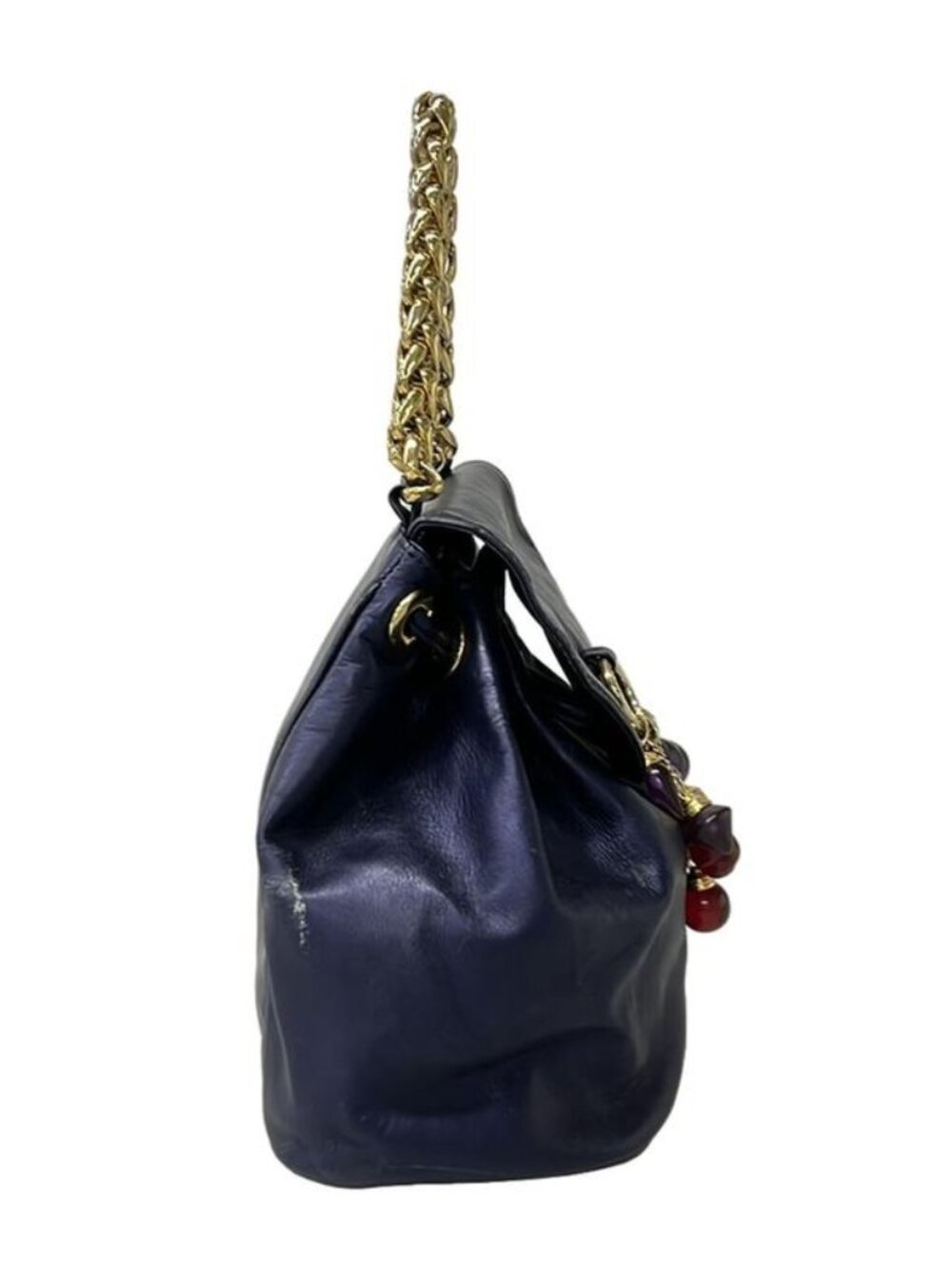 Loewe Handbag Blue Chain Handle Drawstring Leather - Picture 2 of 13